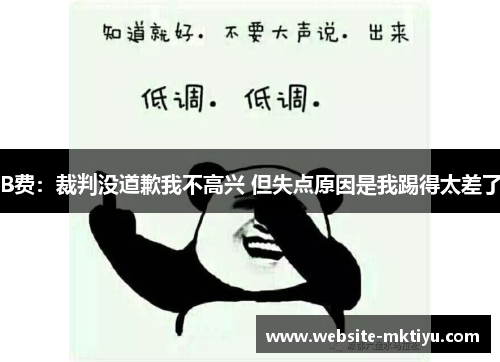 B费：裁判没道歉我不高兴 但失点原因是我踢得太差了